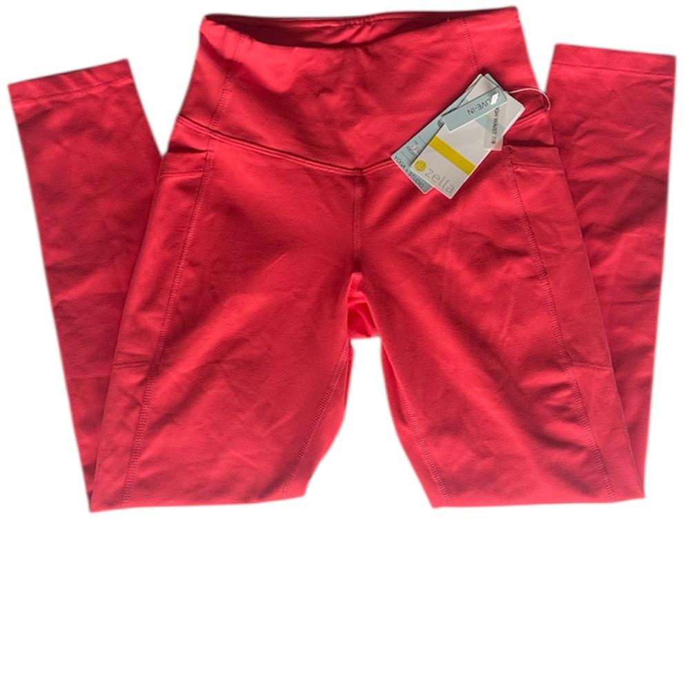Zella Yoga + Studio Live-In High Waisted 7/8 Length Leggings Coral Size XS NEW